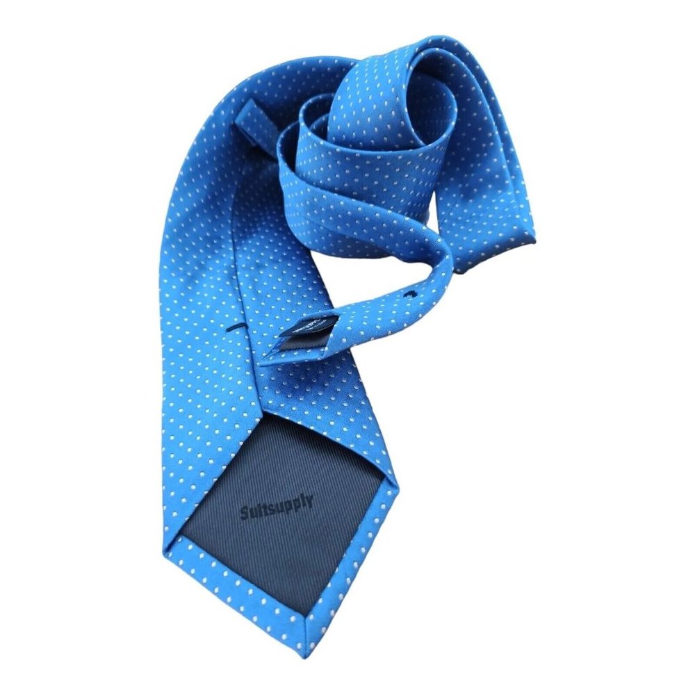 SUITSUPPLY Current Blue Geometric Silk Tie 60"/ 3.2" EC - Picture 8 of 10